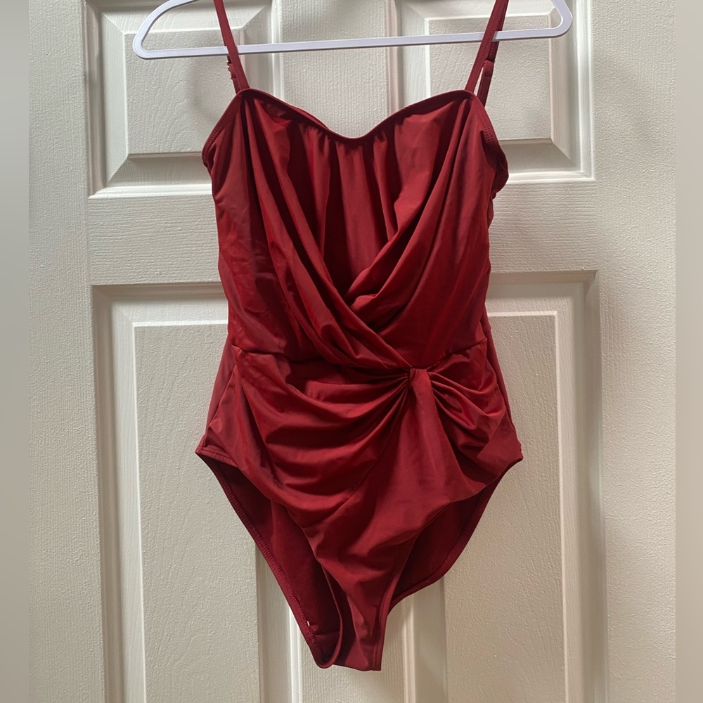 Gently used Dark Red swimwear from Catherine Malandrino